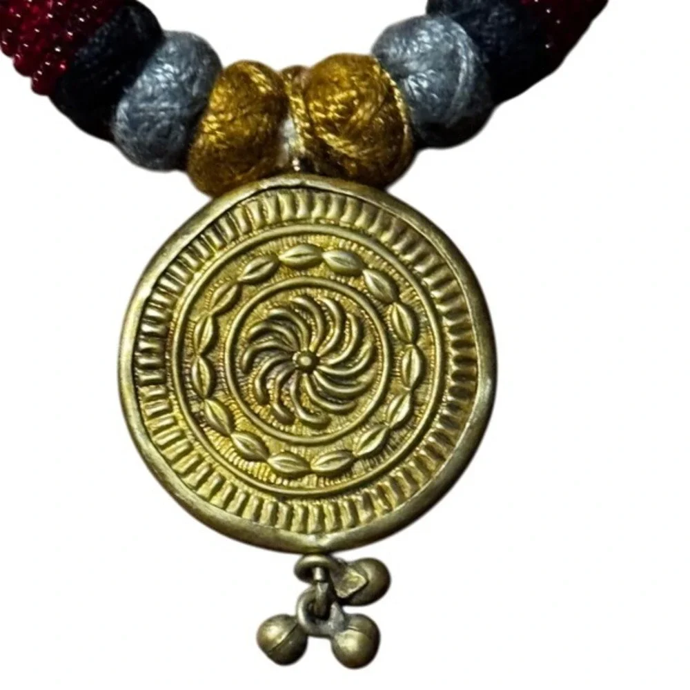 Indian Goddess Laxmi Necklace Gold‎ Tone Ethnic Tribal Jewelry